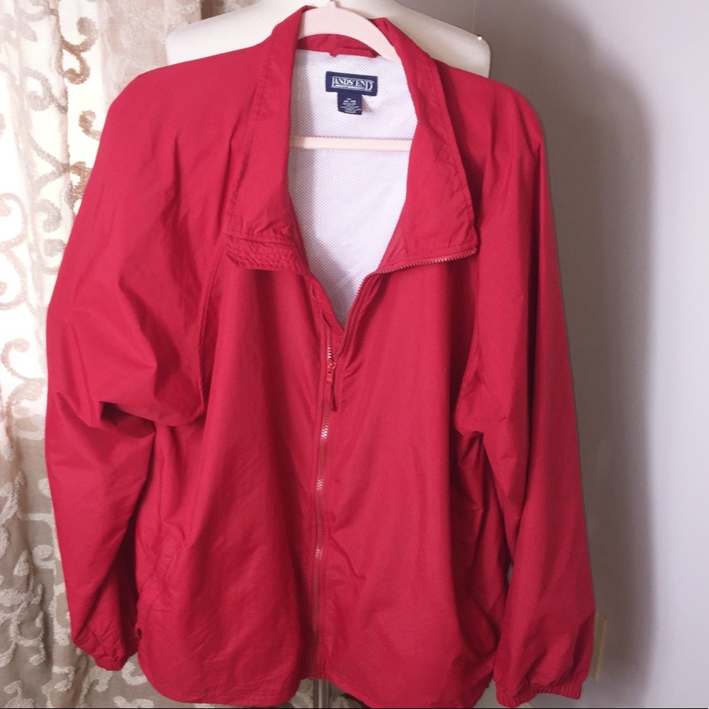 Lands End red windbreaker Jacket
